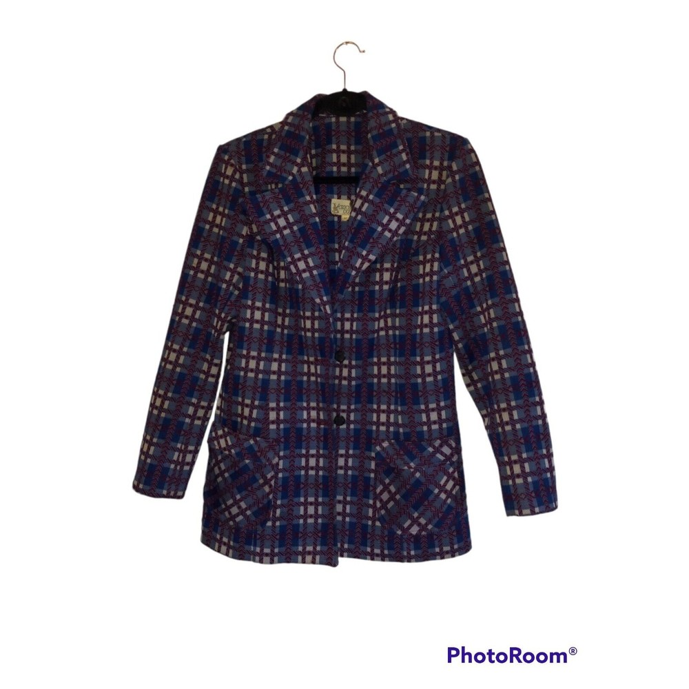 Vintage Crickets Cove plaid jacket Blazer grandma core halloween 70s 80s size 14